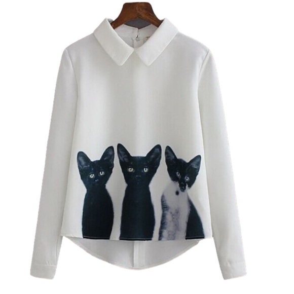 Cat Lady SHEIN 3 Little Kittens HiLo Helm Long Sleeves Shirt. Size XS - Picture 1 of 8